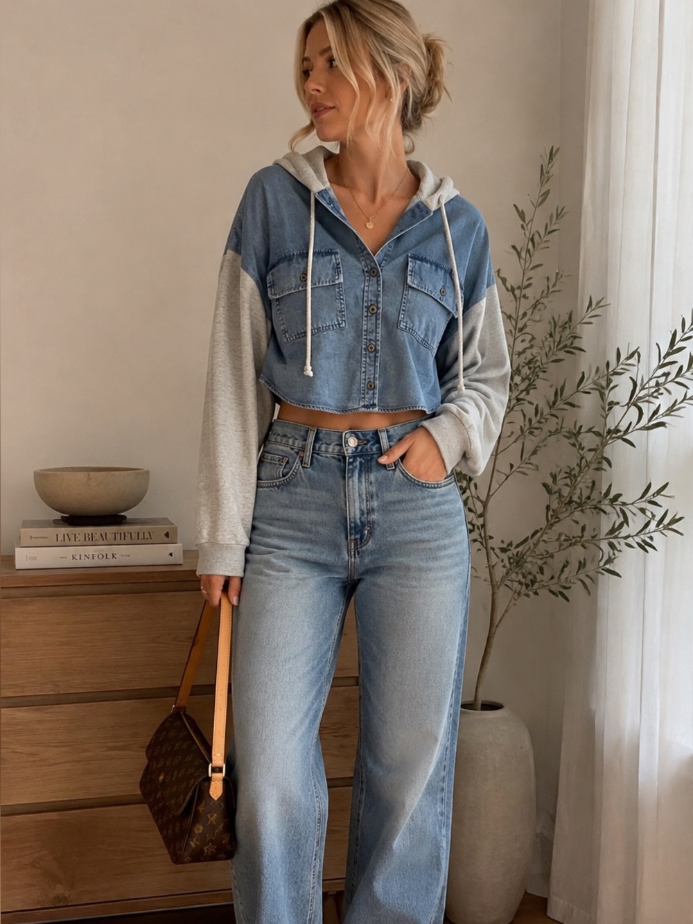 American Eagle Light Blue Denim Shirt